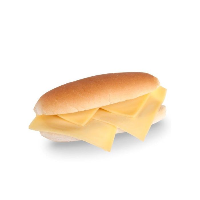 Cheese on  a roll. The roll is a "soft white" type, which is fluffy and has no crunch. It's sliced in half and cheese is in the middle. No other ingredients are used.